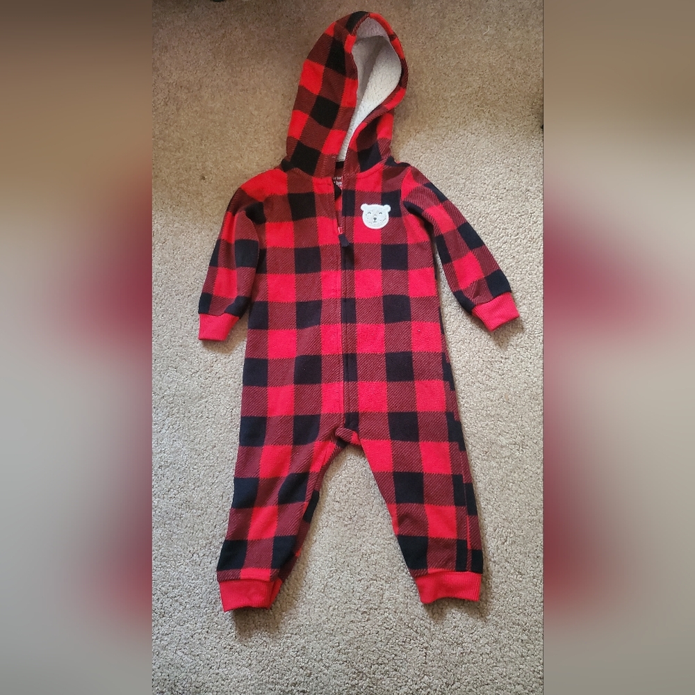 Carter's Red and Black Checkered Footie
